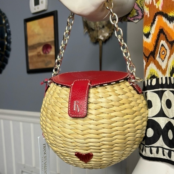 Frances Valentine Handbags - Frances Valentine NY Honeypot Heart ❤️ purse. Wicker, Vachetta leather lid, etc.